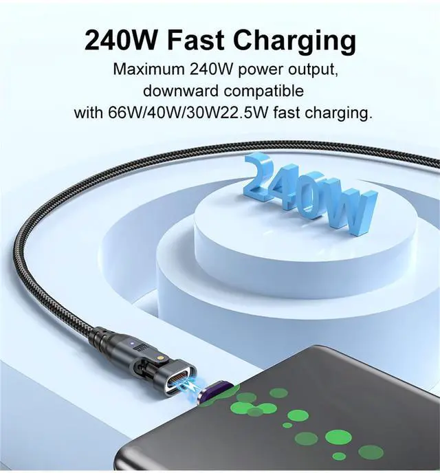 Alt view image 3 of 7 - USB C to USB C Magnetic Charging Cable (3 Pack, 1.6ft+3.3ft+6ft) 180 Rotation Magnet Phone Charger 16PIN PD 240W Magnetic USB C Charging Cable Magnet Charger Data Transfer Cord for Type C Device