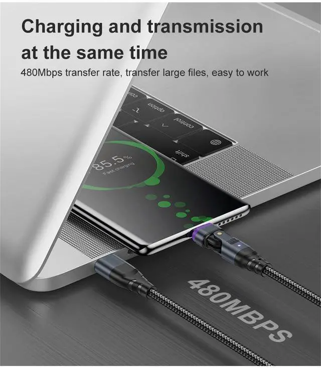 Alt view image 4 of 7 - USB C to USB C Magnetic Charging Cable (3 Pack, 1.6ft+3.3ft+6ft) 180 Rotation Magnet Phone Charger 16PIN PD 240W Magnetic USB C Charging Cable Magnet Charger Data Transfer Cord for Type C Device