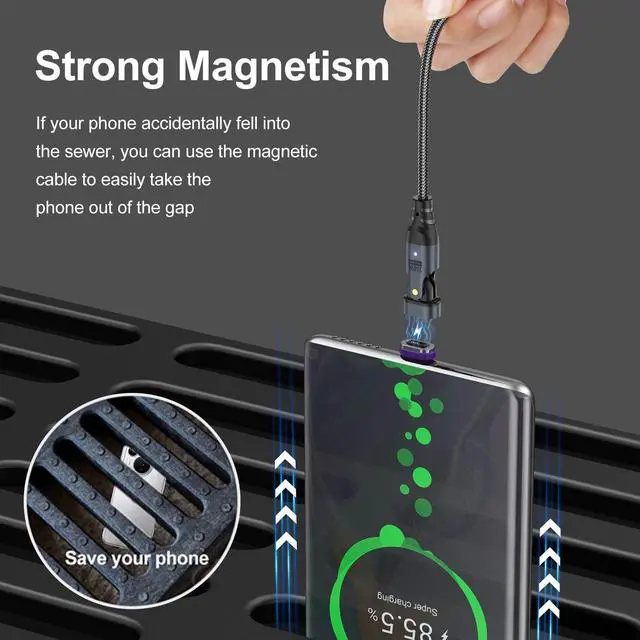 Alt view image 6 of 7 - USB C to USB C Magnetic Charging Cable (3 Pack, 1.6ft+3.3ft+6ft) 180 Rotation Magnet Phone Charger 16PIN PD 240W Magnetic USB C Charging Cable Magnet Charger Data Transfer Cord for Type C Device