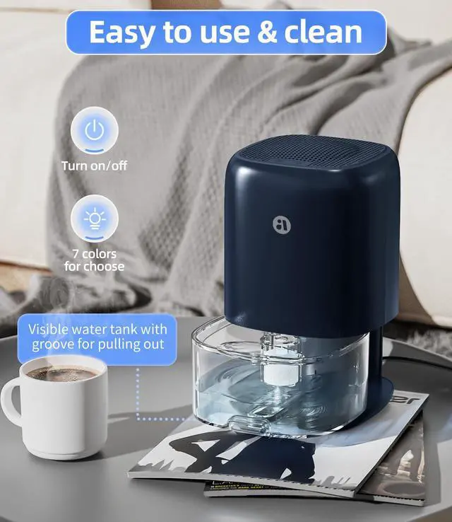 Alt view image 5 of 7 - Dehumidifier, 35 OZ Small Dehumidifiers for Room for Home, Quiet with Auto Shut Off, Dehumidifiers for Bedroom (280 sq. ft), Bathroom, RV, Closet,Blue