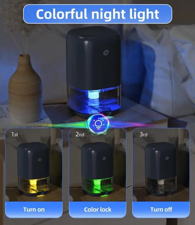 Alt view image 6 of 7 - Dehumidifier, 35 OZ Small Dehumidifiers for Room for Home, Quiet with Auto Shut Off, Dehumidifiers for Bedroom (280 sq. ft), Bathroom, RV, Closet,Blue