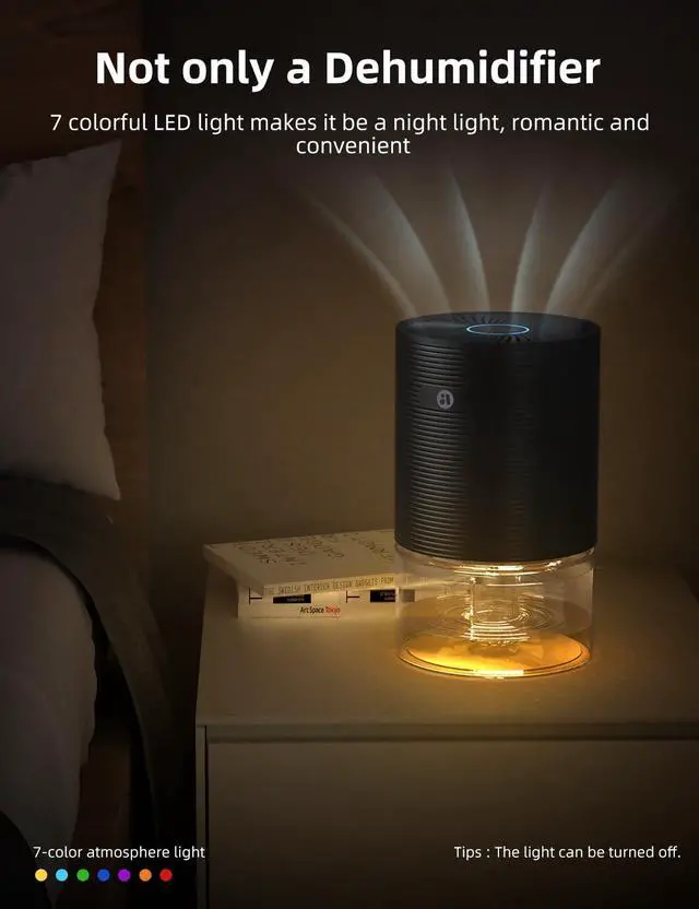 Alt view image 5 of 7 - Dehumidifiers for Home, 25oz Dehumidifier for Bedroom with Auto-off, Ultra Quiet Energy Saving for Bathroom Closet Wardrobe Office RV (285sq.ft)