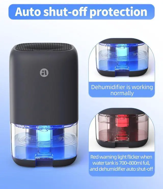 Alt view image 4 of 7 - Dehumidifier, 35 OZ Small Dehumidifiers for Bedroom for Home, Quiet with Auto Shut Off, Dehumidifiers for Bedroom (280 sq. ft), Bathroom, RV, Closet, Grey