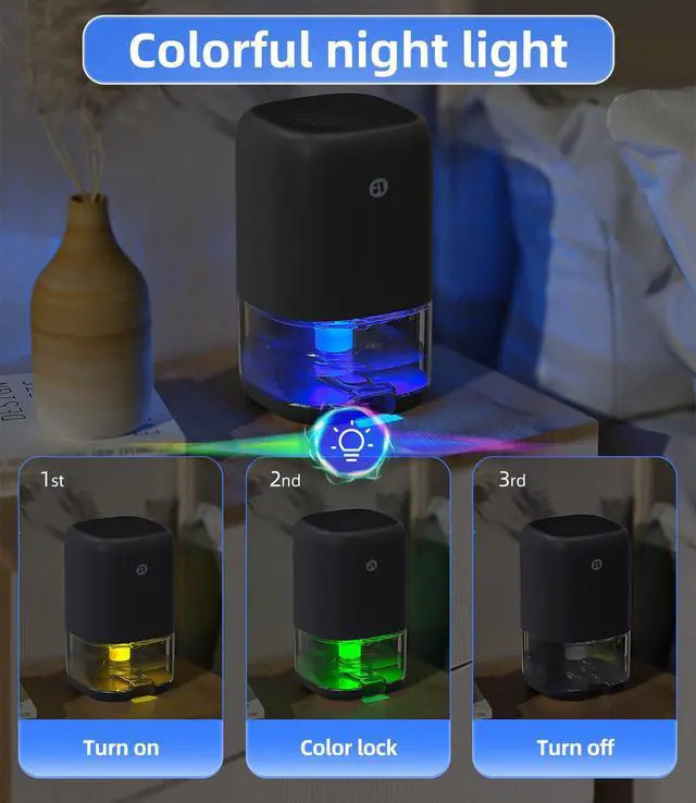 Alt view image 6 of 7 - Dehumidifier, 35 OZ Small Dehumidifiers for Bedroom for Home, Quiet with Auto Shut Off, Dehumidifiers for Bedroom (280 sq. ft), Bathroom, RV, Closet, Grey