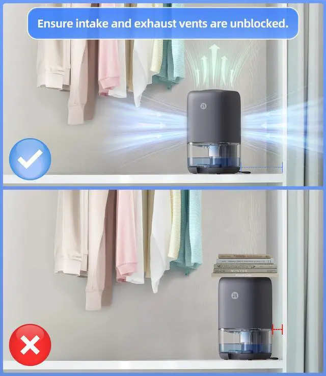 Alt view image 7 of 7 - Dehumidifier, 35 OZ Small Dehumidifiers for Bedroom for Home, Quiet with Auto Shut Off, Dehumidifiers for Bedroom (280 sq. ft), Bathroom, RV, Closet, Grey