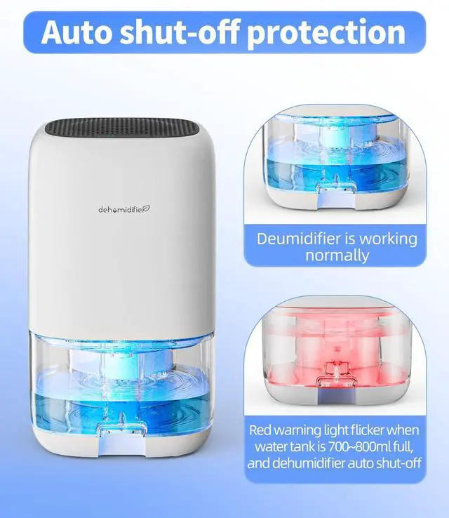 Alt view image 5 of 7 - Dehumidifier, 35 OZ Small Dehumidifiers for Bedroom for Home, Quiet with Auto Shut Off, Dehumidifiers for Bedroom (280 sq. ft), Bathroom, RV, Closet, White