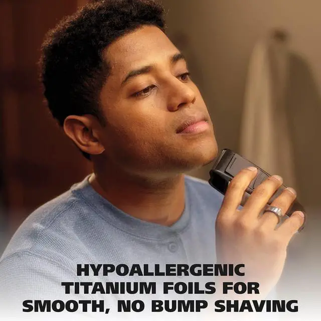 Alt view image 3 of 7 - Bump-Free Rechargeable Foil Shaver with Hypoallergenic Titanium Cutters for Close, Smooth Shaving - Model 7339-300