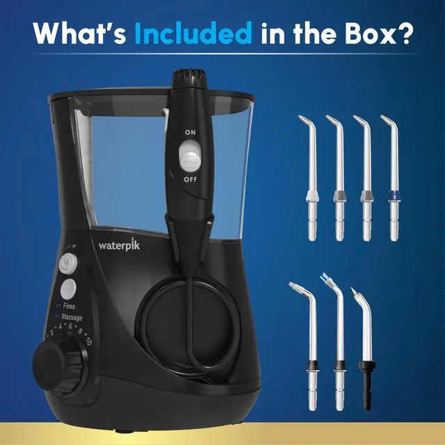 Alt view image 4 of 7 - Aquarius Water Flosser For Teeth Cleaning, Gums, Braces, Dental Care, Electric Power With 10 Settings, 7 Tips For Multiple Users And Needs, ADA Accepted, Black WP-662, Packaging May Vary