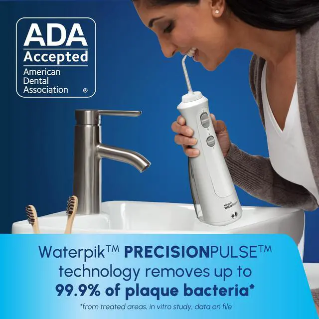 Alt view image 3 of 7 - Cordless Pearl Rechargeable Portable Water Flosser for Teeth, Gums, Braces Care and Travel with 4 Flossing Tips - ADA Accepted, WF-13 White, Packaging May Vary