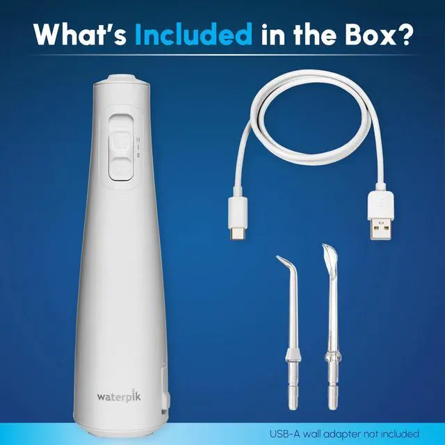 Alt view image 4 of 7 - Cordless Pulse Rechargeable Portable Water Flosser for Teeth, Gums, Braces Care and Travel with 2 Flossing Tips, Waterproof for Shower, ADA Accepted, WF-20 White, Packaging and Tips May Vary