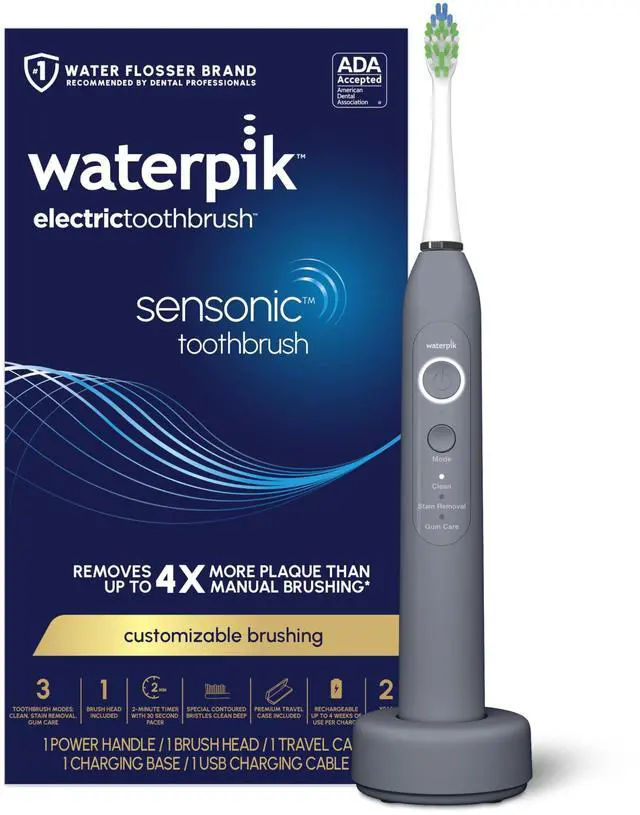 Main image of Sensonic Sonic Electric Toothbrush, Rechargeable Toothbrush for Adults with 3 Modes, Travel Case, USB Charger, Modern Gray STW-03W027, Packaging May Vary