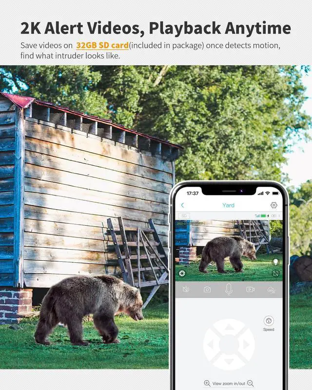 Alt view image 6 of 7 - 4G LTE Cellular Security Camera Includes Memory Card & SIM Card(Support Verizon/AT&T/T-Mobile), 2K Solar Outdoor Cam Wireless Without WiFi Needed, 360° Live View, Color Night Vision