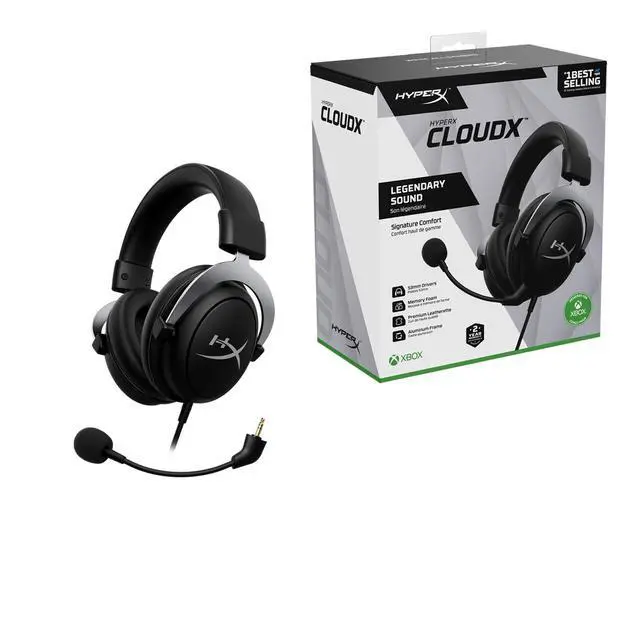 Alt view image 6 of 7 - CloudX, Official Xbox Licensed Gaming Headset, Compatible with Xbox One and Series X|S, Memory Foam Ear Cushions, Detachable Noise-Cancelling Mic, in-line Audio Controls,Black/ Silver
