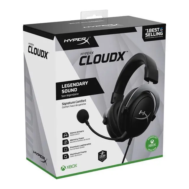 Alt view image 7 of 7 - CloudX, Official Xbox Licensed Gaming Headset, Compatible with Xbox One and Series X|S, Memory Foam Ear Cushions, Detachable Noise-Cancelling Mic, in-line Audio Controls,Black/ Silver