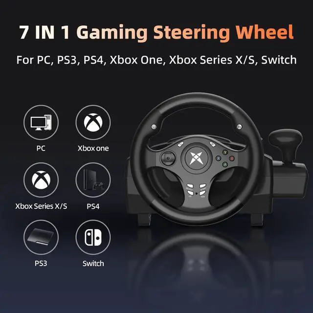 Alt view image 2 of 7 - Racing Wheel, 270° Degree Driving Simulator Race Xbox Steering Wheel and Pedals with Dual Vibration, Gaming Steering Wheel for PC, PS4, Xbox One, Xbox Series X|S, PS3, Switch