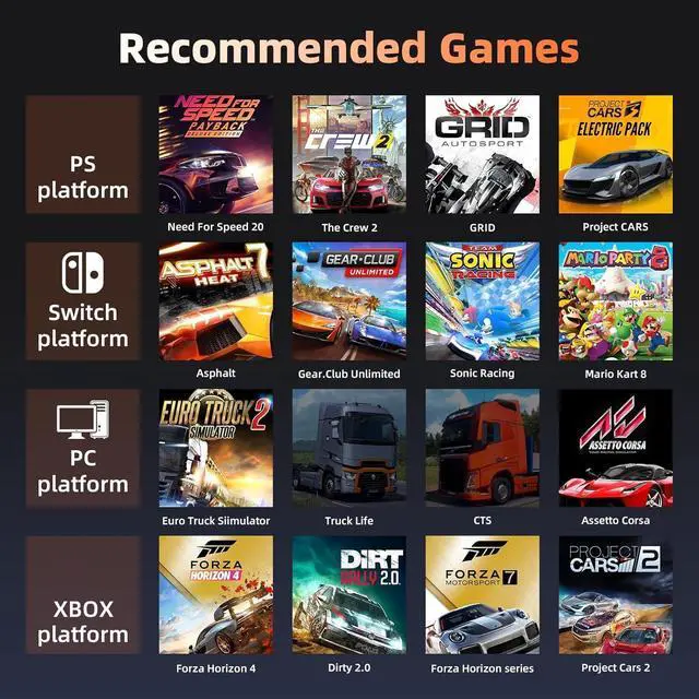 Alt view image 7 of 7 - Racing Wheel, 270° Degree Driving Simulator Race Xbox Steering Wheel and Pedals with Dual Vibration, Gaming Steering Wheel for PC, PS4, Xbox One, Xbox Series X|S, PS3, Switch