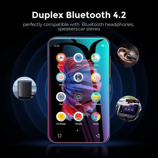 Alt view image 2 of 7 - 72GB WiFi Mp3 Player with Bluetooth, 4.0" Full Touch Screen Mp4 Player with Speaker, Portable Digital Music Player with FM Radio, BrowserCan't Install/Download Any New Apps (Black)