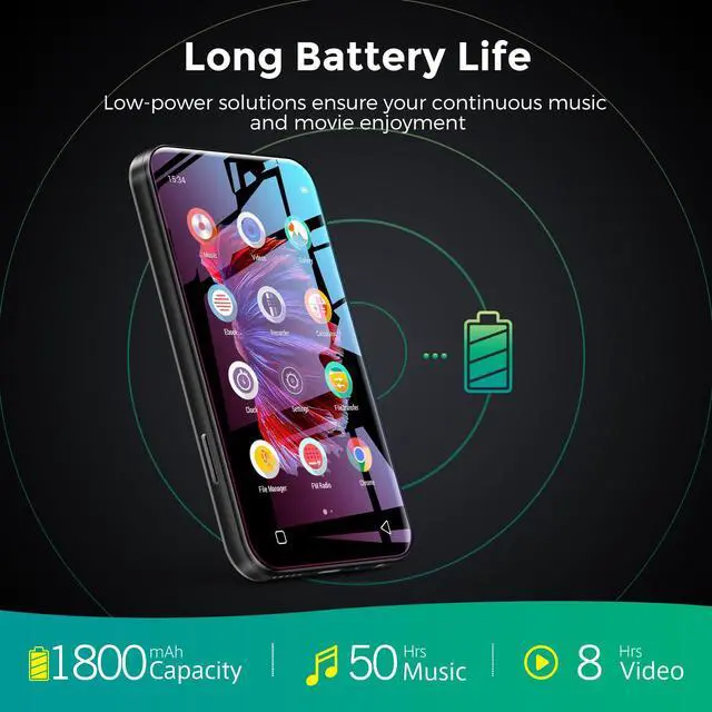 Alt view image 6 of 7 - 72GB WiFi Mp3 Player with Bluetooth, 4.0" Full Touch Screen Mp4 Player with Speaker, Portable Digital Music Player with FM Radio, BrowserCan't Install/Download Any New Apps (Black)