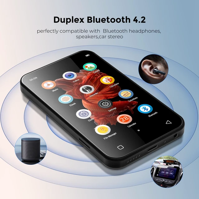 Alt view image 2 of 7 - 72GB MP3 Player with Bluetooth, 4.0" Full Touchscreen Mp4 Player with Speaker, Portable HiFi Sound Mp3 Player with Bluetooth, Voice Recorder, Can't Download Apps (Black)