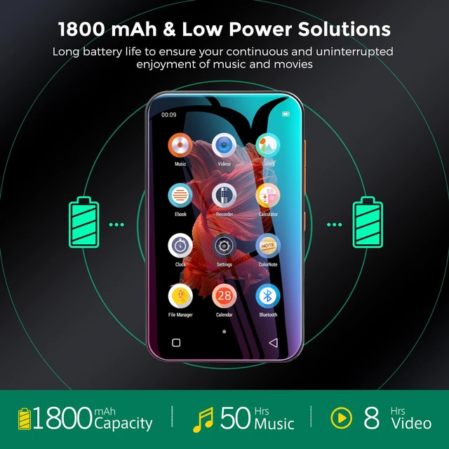 Alt view image 5 of 7 - 72GB MP3 Player with Bluetooth, 4.0" Full Touchscreen Mp4 Player with Speaker, Portable HiFi Sound Mp3 Player with Bluetooth, Voice Recorder, Can't Download Apps (Black)