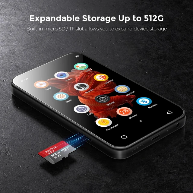 Alt view image 6 of 7 - 72GB MP3 Player with Bluetooth, 4.0" Full Touchscreen Mp4 Player with Speaker, Portable HiFi Sound Mp3 Player with Bluetooth, Voice Recorder, Can't Download Apps (Black)