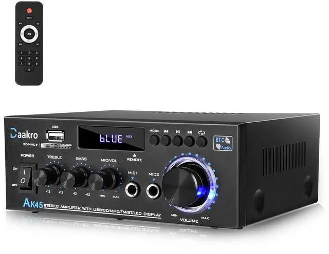 Main image of AK45 Stereo Audio Amplifier,300W Home 2 Channel Wireless Bluetooth 5.0 Power Amplifier System, Home Amplifiers FM Radio, USB, SD Card, with Remote Control Home Theater Audio Stereo System