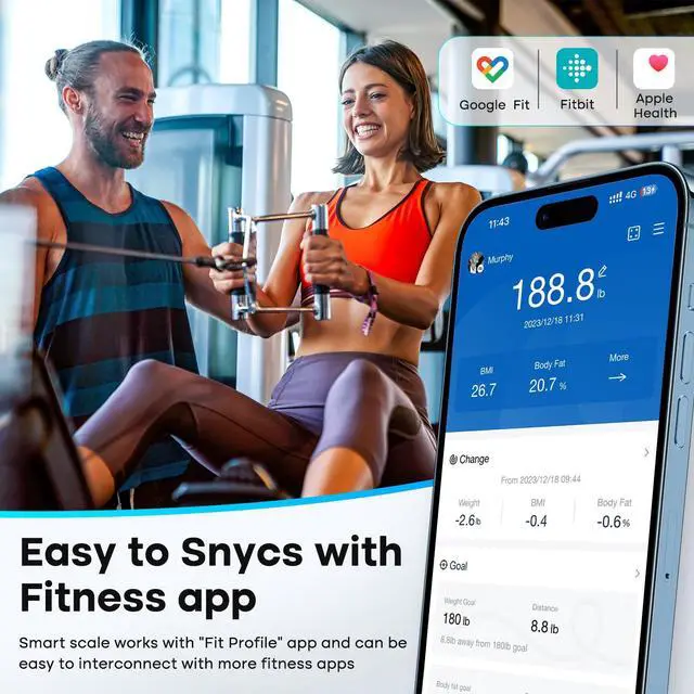 Alt view image 5 of 6 - Smart Scale for Body Weight, BMI, Fat, Muscle Mass, Digital Bathroom Scales 500lbs Bluetooth 11.8" Large Platform Weighing Machine Health Monitor with App, Dark Blue