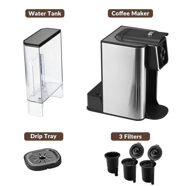 Alt view image 7 of 7 - Coffee Maker 3 in 1 Single Serve Coffee Machine, Compatible with K cup Capsules, Instant Coffee Pot, Tea maker, 6,8,10 Oz Cup, Removable 50 Oz Water Reservoir, 120V 1150W