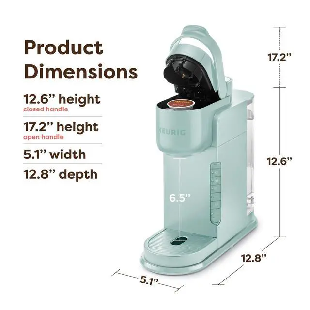 Alt view image 6 of 7 - K-Express Single Serve K-Cup Pod Coffee Maker, 3 Brew Sizes, Strong Button Feature, 42oz Removable Reservoir, Mint
