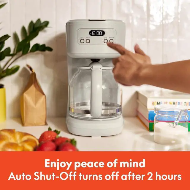 Alt view image 5 of 7 - 12 Cup Programmable Coffee Marker, Reusable Dishwasher Safe Accessories, Easy LCD diaply, Auto Shutoff, 900 watt, Oatmilk