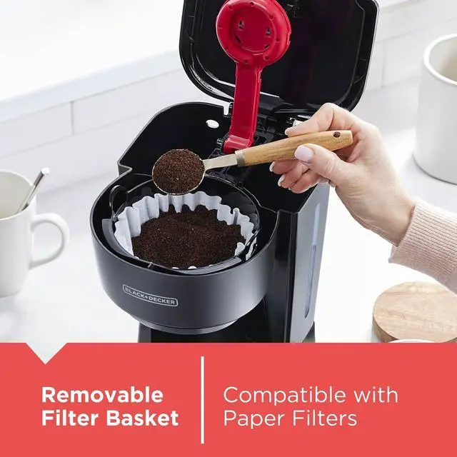 Alt view image 5 of 7 - 12-Cup Coffee Maker with Easy On/Off Switch, Easy Pour, Non-Drip Carafe with Removable Filter Basket, Vortex Technology, Black