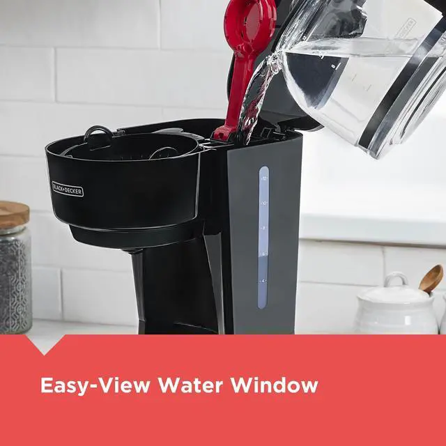 Alt view image 6 of 7 - 12-Cup Coffee Maker with Easy On/Off Switch, Easy Pour, Non-Drip Carafe with Removable Filter Basket, Vortex Technology, Black