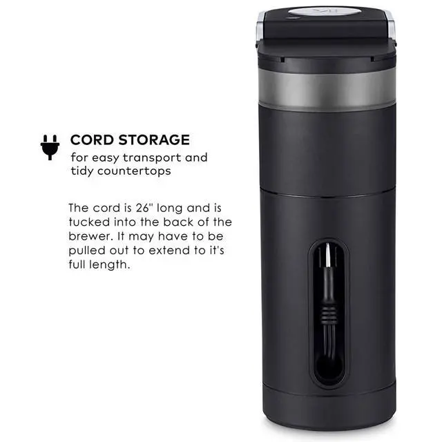 Alt view image 7 of 7 - K-Mini Single Serve K-Cup Pod Coffee Maker, 6 to 12oz Brew size, with Cord Storage, Perfect for Small Spaces, Black