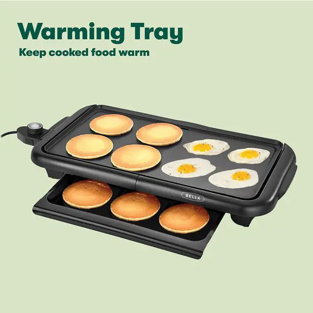 Alt view image 3 of 7 - Electric Griddle with Warming Tray - Smokeless Indoor Grill, Nonstick Surface, Adjustable Temperature & Cool-touch Handles, 10" x 18", Copper/Black, PFOA & PTFE Free