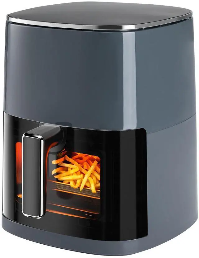 Main image of Air Fryer 6 Quart with Window Square Air Fryer 12-in-1 Air Fry, Roast, Reheat, Dehydrate, Bake, Steam, Fries, Custard, Chicken, Wings, Sea Food, Vegetabels,400F Grey