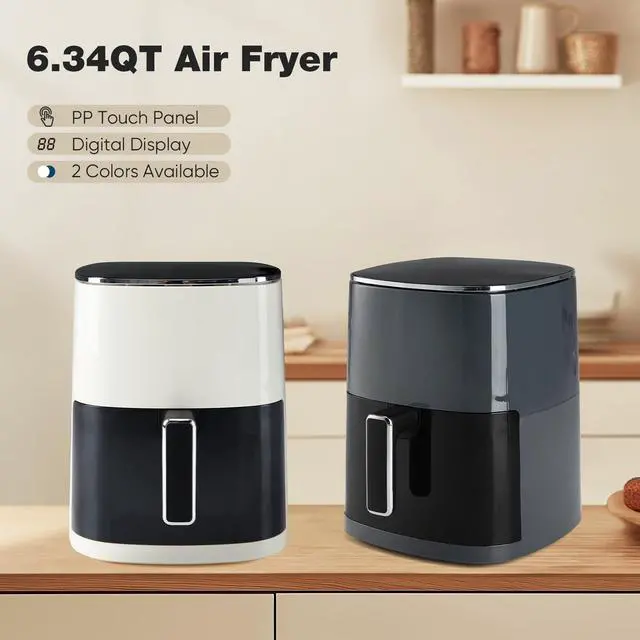 Alt view image 3 of 6 - Air Fryer 6 Quart with Window Square Air Fryer 12-in-1 Air Fry, Roast, Reheat, Dehydrate, Bake, Steam, Fries, Custard, Chicken, Wings, Sea Food, Vegetabels,400F Grey