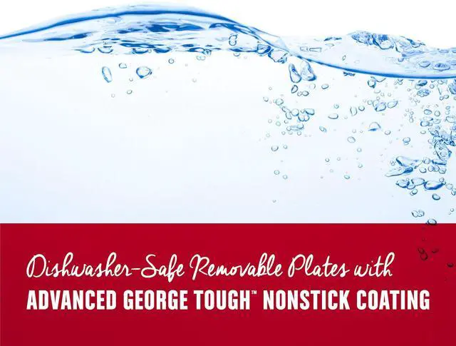 Alt view image 6 of 7 - 4-Serving Removable Plate Electric Grill and Panini Press, George Tough Non-Stick Coating, Drip Tray Catches Grease, Black