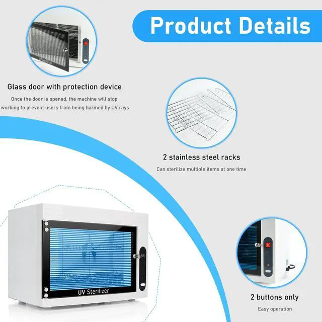 Alt view image 3 of 7 - 8L UV Cleaning Cabinet, High Capacity Nail Tool Cleaning Machine with Timer for Bottle Manicure Spa Barber Tool Equipment Cleaning