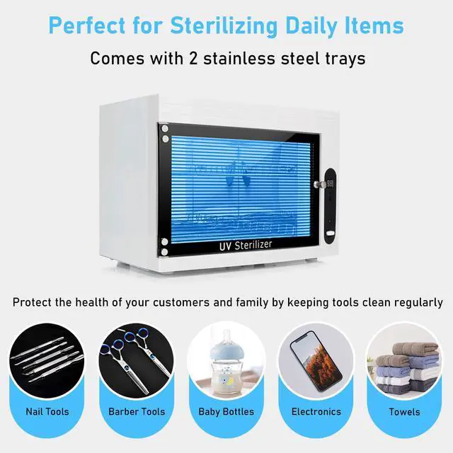 Alt view image 5 of 7 - 8L UV Cleaning Cabinet, High Capacity Nail Tool Cleaning Machine with Timer for Bottle Manicure Spa Barber Tool Equipment Cleaning