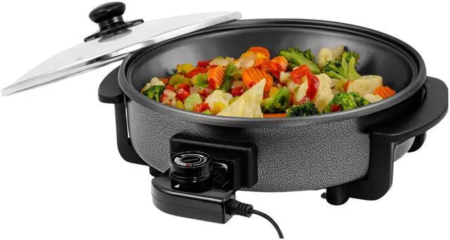 Main image of 11.5-Inch Electric Skillet & Frying Pan, 1400W Nonstick Cooking Pan with Adjustable Temperature Control, Tempered Glass Lid with Steam Vent, Cool-Touch Handles, Easy-Clean Black SK11112B