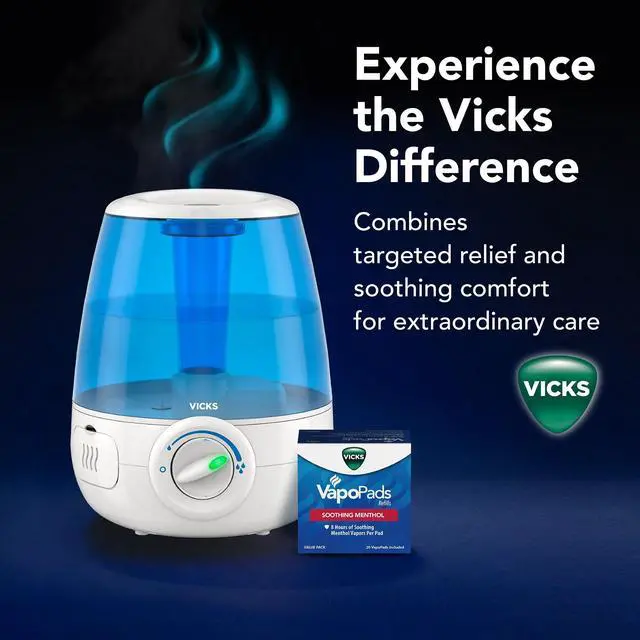 Alt view image 6 of 7 - Filter-Free Ultrasonic Humidifier, Recommended by Pediatricians*, 1.2 Gal Ultrasonic Cool Mist Humidifiers for Bedrooms & Kids Rooms, Works with Vicks VapoPads