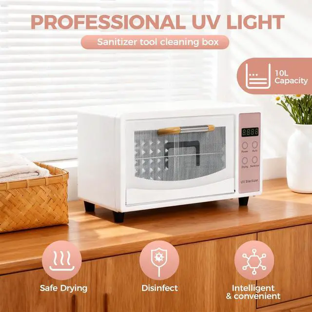 Alt view image 2 of 7 - Nail Tool Cabinet, 10L Large Sterilizer for NailTools, Multi-Functional Nail Cleaner Box for Home Use, Barbers, Beauty Salons, andSpas (Pink)