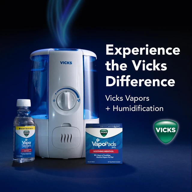 Alt view image 6 of 7 - Vicks CoolRelief Cool Mist Humidifier, 1.2 Gal | Small to Medium Room Vaporizer for Baby, Kids, Adults, 40 hours runtime, Works with Vicks VapoSteam and VapoPads