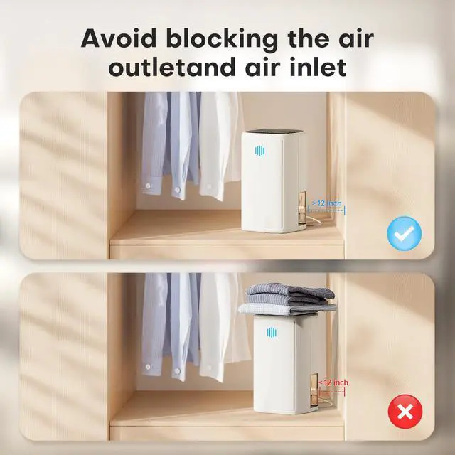 Alt view image 7 of 7 - Dehumidifier,TABYIK 38OZ,Small,Quiet, Energy-Saving Dehumidifier with Auto Shut Off, for Bathrooms, Closets, and RVs