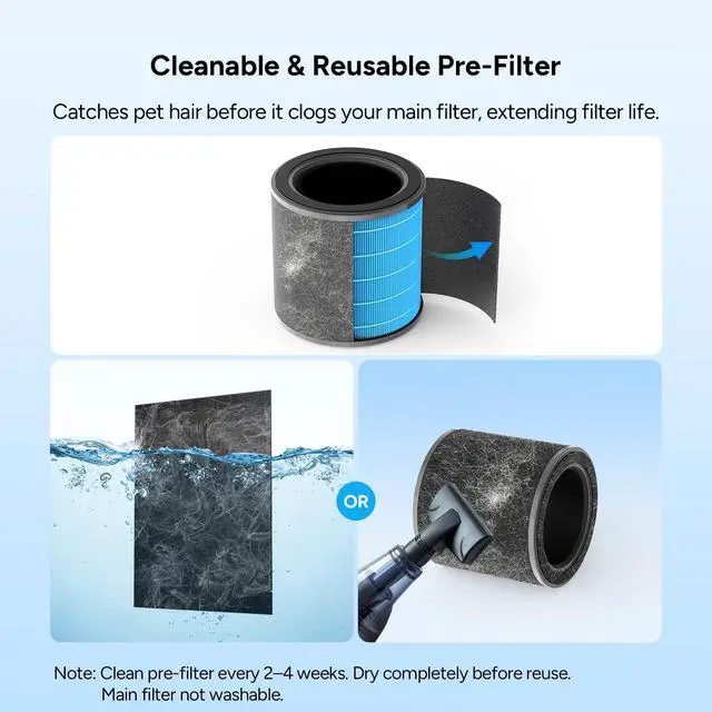 Alt view image 3 of 7 - Air Purifiers for Bedroom,Quiet Air Purifier with 15 dB Sleep Mode & Night Light,H13 HEPA Washable Filter, 360°Air Inlet, 3 Timer 12W Design, Air Cleaner for Pet Dander,smoke