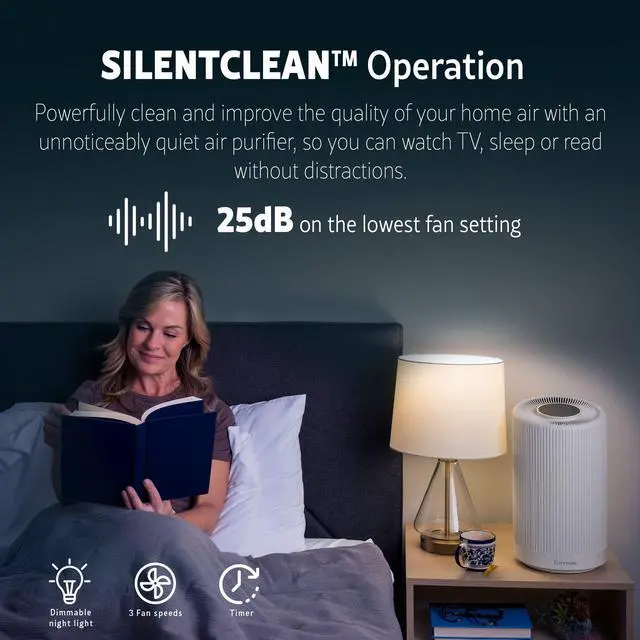 Alt view image 4 of 7 - PM1005 Air Purifier with H13 True HEPA Filter, Covers Up to 850 Sq.Foot, 25db SilentClean 3-Stage HEPA Filtration System for Office & Bedroom