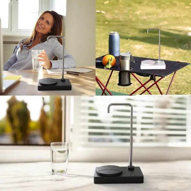 Alt view image 6 of 6 - Desk Water Dispenser- Intelligent Desktop Water Bottle, Automatic Water Pump for Universal Bottle Water Dispenser USB Charging Jug Pump for Home, Office, Outdoor (Black)