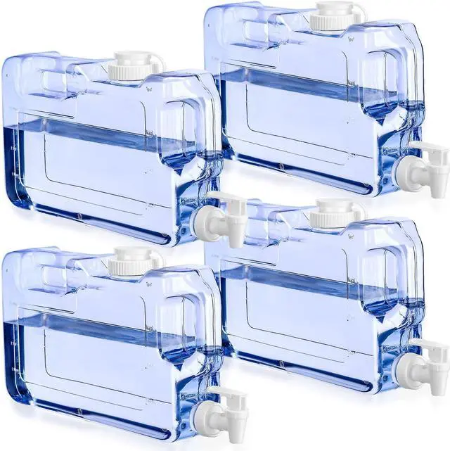 Main image of Drink Dispenser for Fridge Refrigerator Plastic Reusable Water Dispensers Bottle with Spigot for Party Outdoors Home Office Activities(1.1 Gallon,4 Pcs)