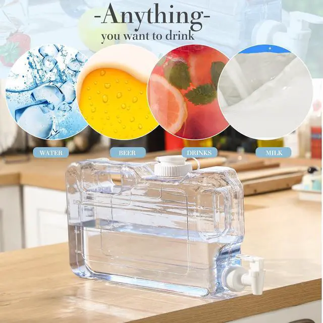 Alt view image 4 of 7 - Drink Dispenser for Fridge Refrigerator Plastic Reusable Water Dispensers Bottle with Spigot for Party Outdoors Home Office Activities(1.1 Gallon,4 Pcs)