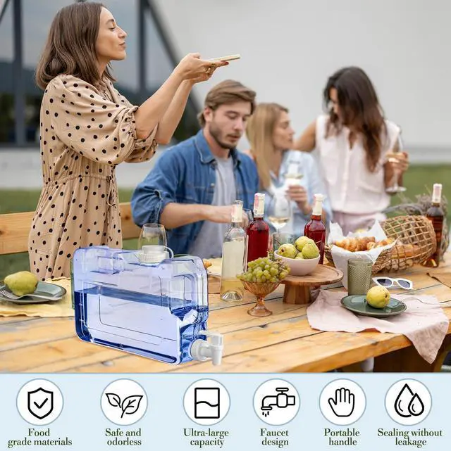 Alt view image 5 of 7 - Drink Dispenser for Fridge Refrigerator Plastic Reusable Water Dispensers Bottle with Spigot for Party Outdoors Home Office Activities(1.1 Gallon,4 Pcs)